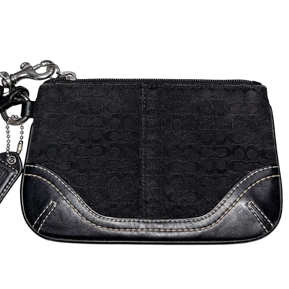 Coach Black Mini Monogrammed Wristlet
